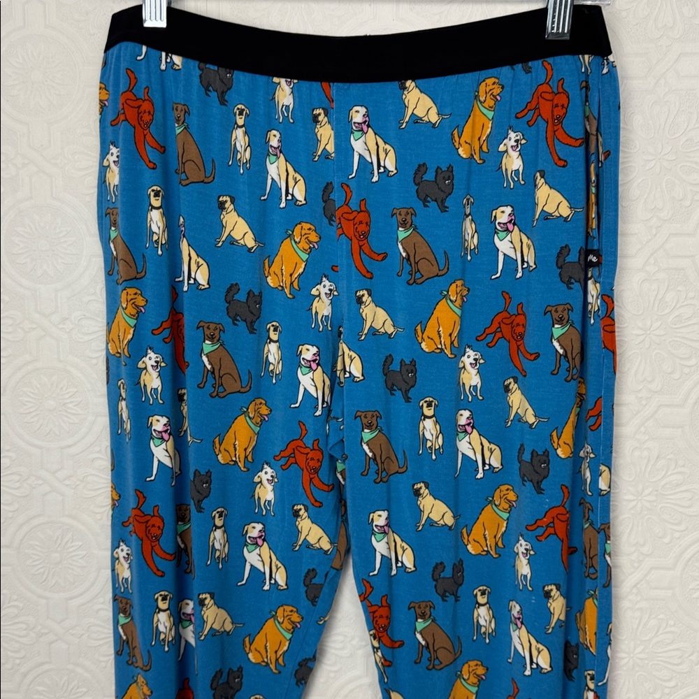 MeUndies Dog Print Lounge Pants Pajama Bottoms Blue Soft Stretch Small